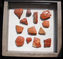 Terra sigillata fragments, Shadowbox, 1st-3rd Cent Sold!